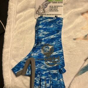 Blue Camouflage Fishing Gloves
